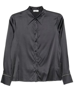 Peserico Silk Shirt With Classic Collar - Schwarz