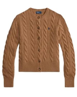 Polo Ralph Lauren Hip-Length Italian Wool-Cashmere Blend Cardigan - Braun