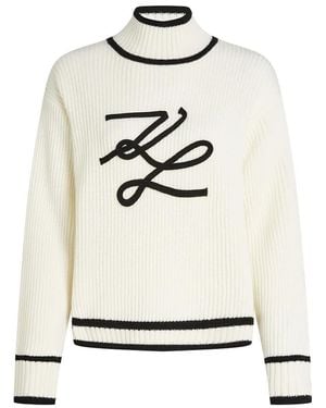 Karl Lagerfeld Rollkragenpullover Mit Karl-Autogramm - Weiß