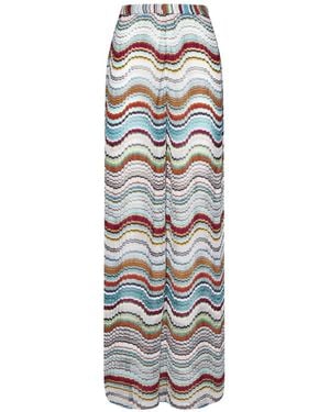Missoni Palazzo Trousers With Multicoloured Wave Pattern - Grau