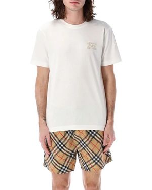 Burberry Embroidered Cotton T-Shirt - Weiß