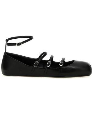 McQueen Leather Strap Ballet Flats - Schwarz