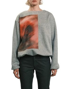 Tanaka Relaxed Fit Crewneck Sweatshirt With Distinctive A - Grau