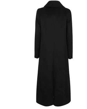 Herno Ankle-Length Wool Coat With Pointed Collar And Dou - Schwarz