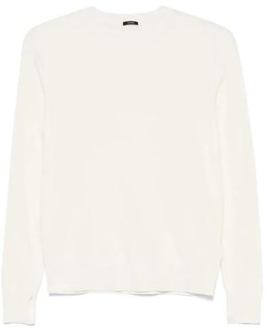 JOSEPH Light Crew-Neck Top With Ribbed Details - Weiß