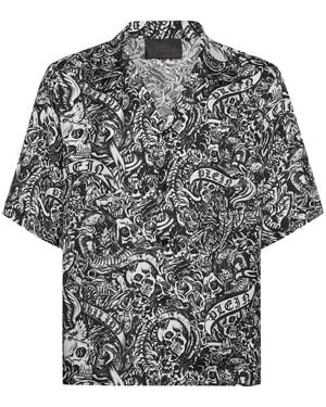 Philipp Plein Hemd Tattoo - Schwarz