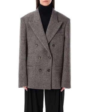 Magda Butrym Wool Chevron Jacket Db - Grau