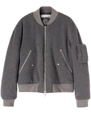 Off-White c/o Virgil Abloh Embroidered-Slogan Bomber Jacket - Grau