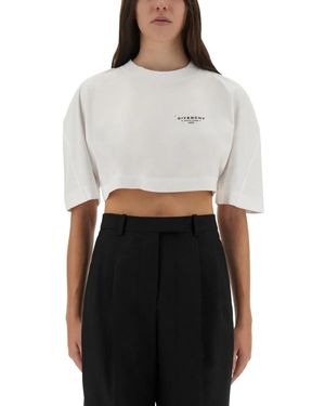 Givenchy Cropped T-Shirt With Logo Print - Weiß