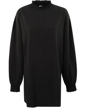 Random Identities Cotton Ruffled Collar Dress - Schwarz