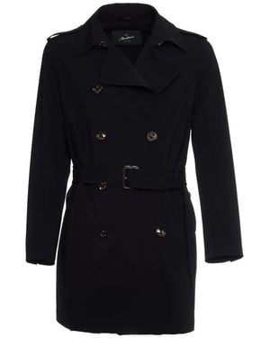Montecore Double-Breasted Stretch Fabric Trench Coat - Schwarz