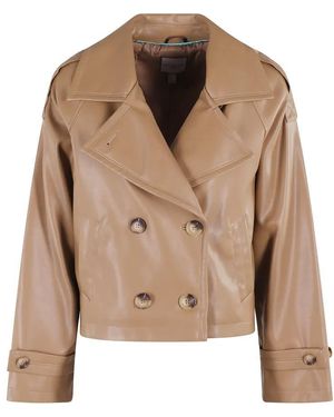 Urbancode Short Double-Breasted Trench Jacket - Natur