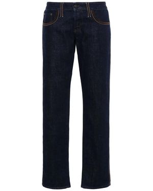 Miu Miu Piped-Trim Denim Jeans - Blau
