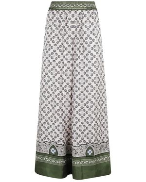La DoubleJ Ivory Printed Silk Twill Palazzo Pants - Grau