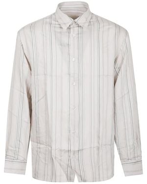 Emporio Armani Vertical Stripe Viscose Blend Shirt With Classic C - Weiß