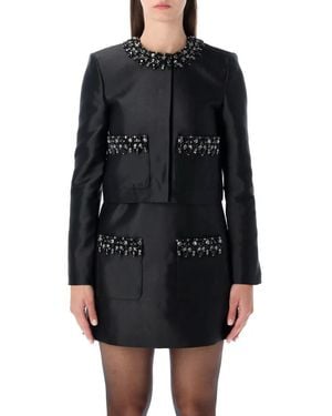 Self-Portrait Cropped Jacket Embellished - Schwarz