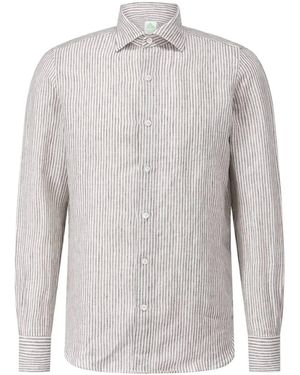 Finamore 1925 Leinen-Hemd Luigi Tokyo Mit Streifen - Grau