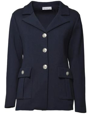 Charlott Cotton V-Neck Jacket - Blau