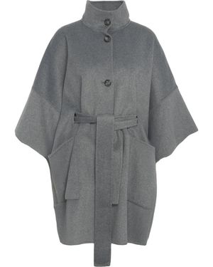 Liu Jo Wool Coat With Waist Belt - Grau