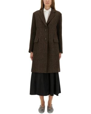Aspesi Checkered Wool Coat With Tailored Silhouette - Schwarz