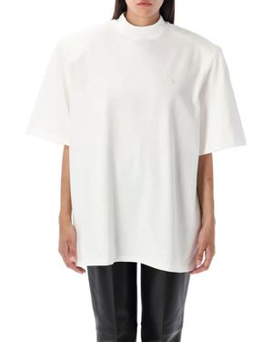 The Attico Loose-Fit Off- Cotton T-Shirt With Ribbed Col - Weiß