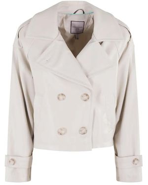 Urbancode Short Eco-Leather Trench Jacket With Double-Breast - Weiß
