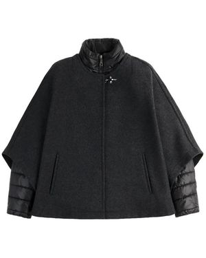 Fay Double-Face Wool Cape - Schwarz