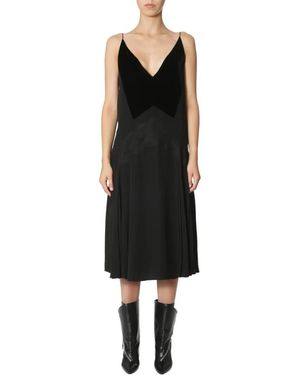 Givenchy Midi Dress With Velvet Neck Detail - Schwarz