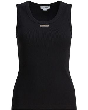 McQueen Ribbed Sleeveless Top With Fitted Silhouette - Schwarz