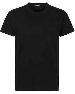 Tom Ford Ribbed Texture Cotton T-Shirt With Chest Poc - Schwarz