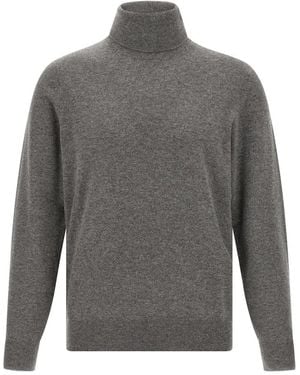 Brunello Cucinelli Fine-Knit Cashmere Turtleneck Sweater With Cuffed - Grau