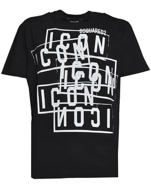 DSquared² Cotton Icon Stamps T-Shirt - Schwarz
