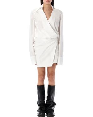 The Attico Striped Mini Shirt Dress - Weiß