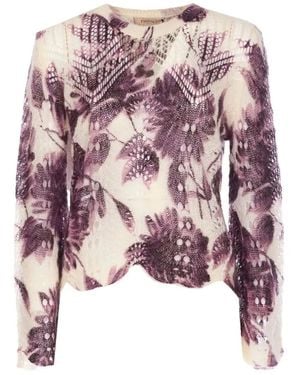 Twinset Floral Lace Sweater With Lightweight Elegance - Pink
