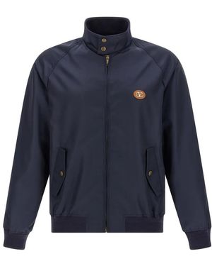 Valentino Garavani Nylon Bomber Jacket With High Neck - Blau