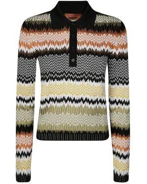 Missoni Zigzag Pattern Polo Sweater - Schwarz