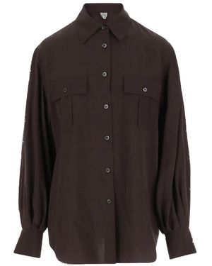 Aspesi Silk Shirt With Buttoned Cuffs And Chest Pockets - Schwarz
