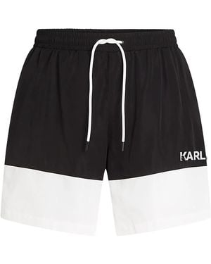 Karl Lagerfeld Colorblock Medium-Length Swim Shorts - Schwarz