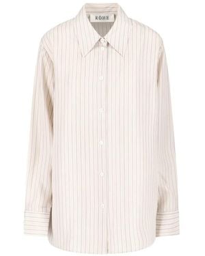 Rohe Classic Button-Up Silk Shirt With Vertical Stripes - Weiß