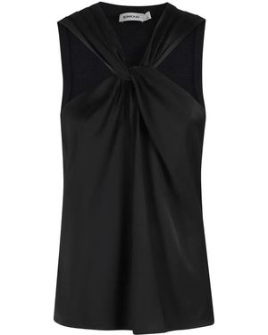 Jonathan Simkhai Crossover Neckline Satin-Finish Top With Textured - Schwarz
