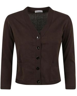 Charlott V-Neck Button-Down Sweater With Front Pockets - Schwarz