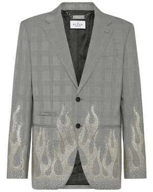 Philipp Plein Blazer Flame Mit Schmucksteinen - Grau