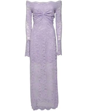 Rabanne Long Lilac Lace Dress Bardot Neckline