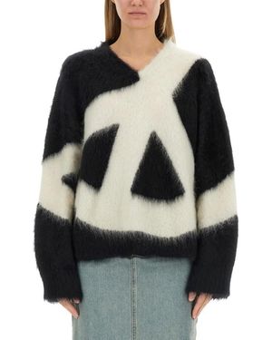 Moschino Abstract Design Oversized Sweater - Schwarz