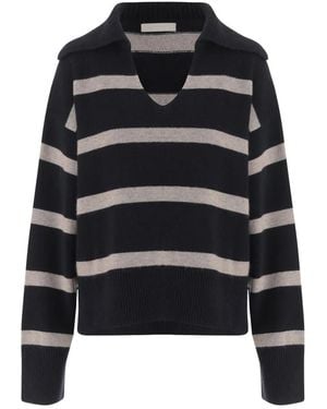 Allude Wool And Cashmere Striped Sweater - Schwarz
