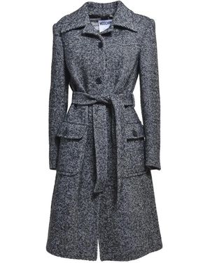 Moschino Wool Single-Breasted Coat With Houndstooth P - Grau
