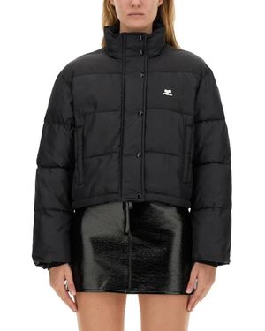 Courreges Cropped Down Jacket With High Collar - Schwarz