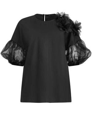 Helene Galwas Bluse Mit Blumenapplikationen Gabyre - Schwarz