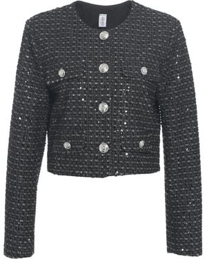 Liu Jo Cropped Jacket With Sequin Application - Schwarz