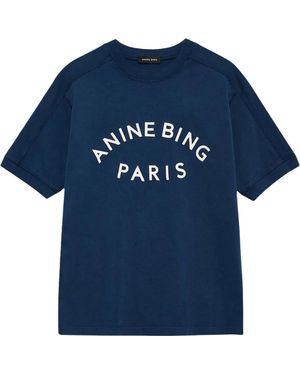 Anine Bing T-Shirt Blauw Logo
